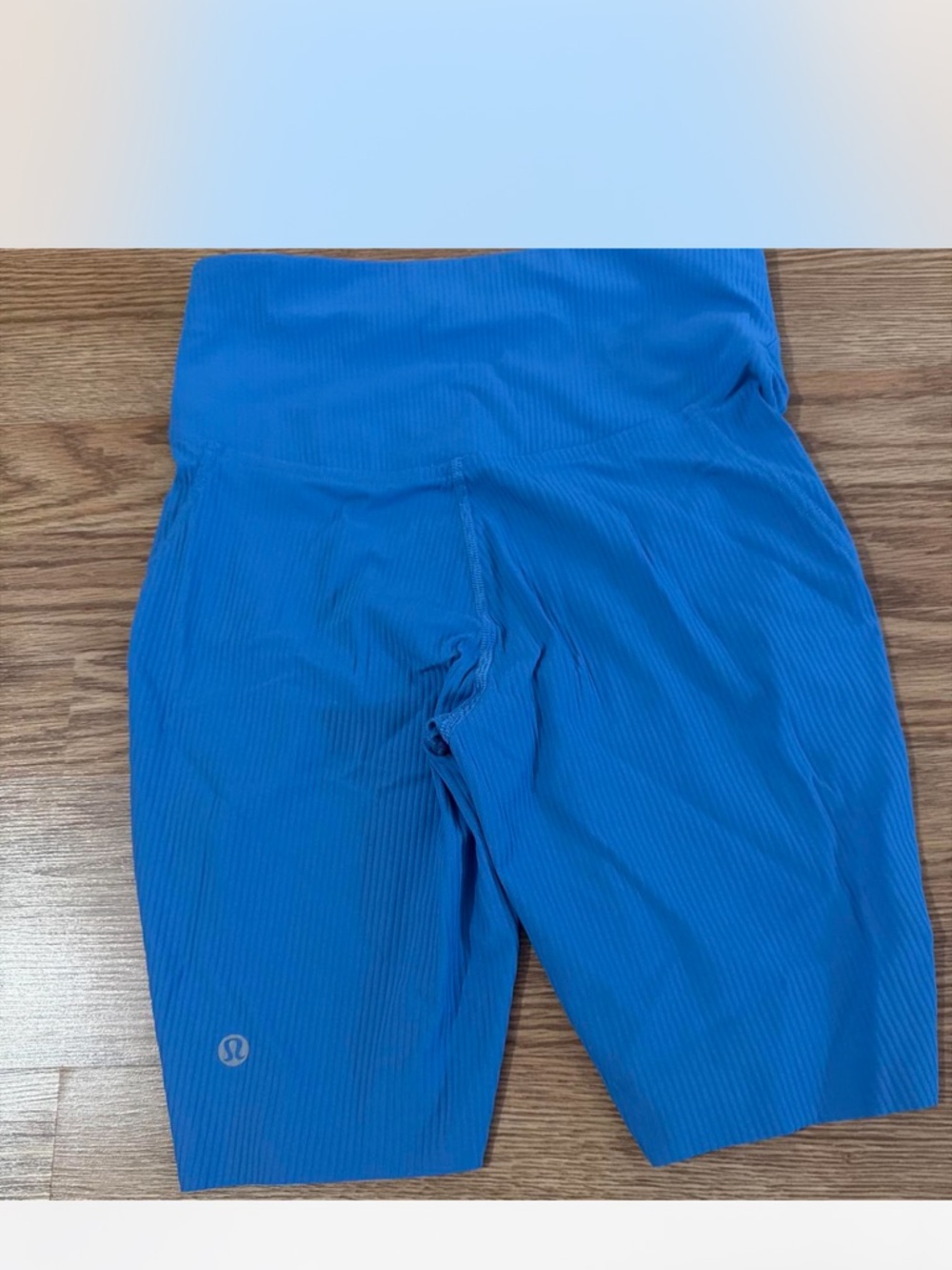 lululemon Light Blue Ribbed High-Waist Biker Shorts